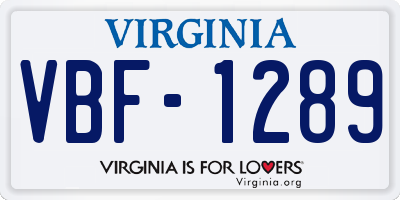VA license plate VBF1289