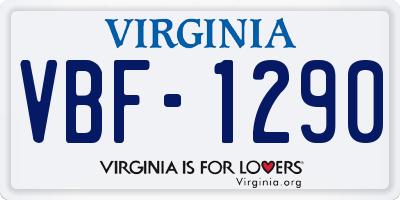 VA license plate VBF1290