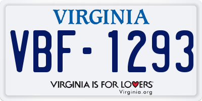VA license plate VBF1293