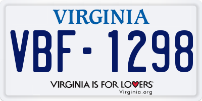 VA license plate VBF1298