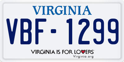 VA license plate VBF1299