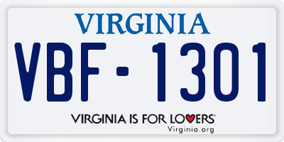 VA license plate VBF1301