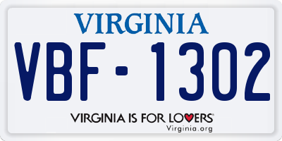 VA license plate VBF1302