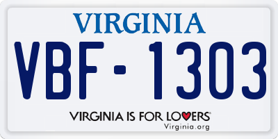 VA license plate VBF1303