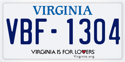 VA license plate VBF1304