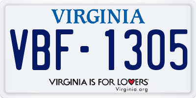 VA license plate VBF1305