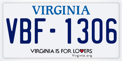 VA license plate VBF1306