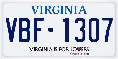 VA license plate VBF1307