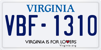 VA license plate VBF1310