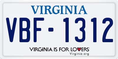 VA license plate VBF1312