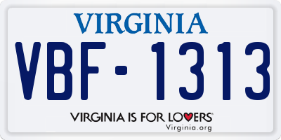 VA license plate VBF1313