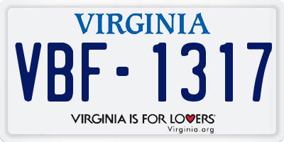 VA license plate VBF1317