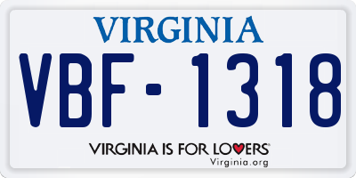 VA license plate VBF1318