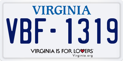 VA license plate VBF1319