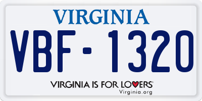 VA license plate VBF1320