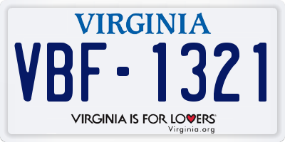 VA license plate VBF1321