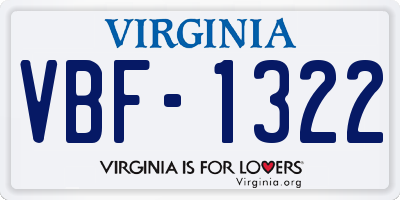 VA license plate VBF1322