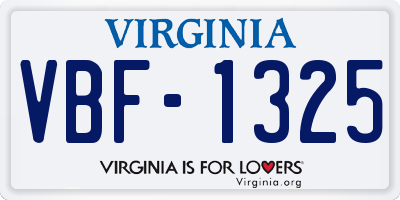 VA license plate VBF1325