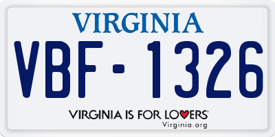 VA license plate VBF1326