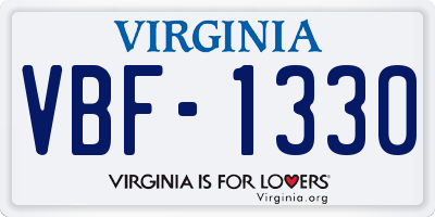 VA license plate VBF1330