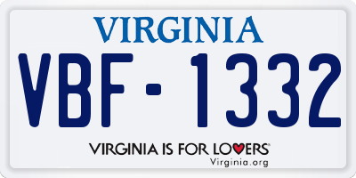 VA license plate VBF1332