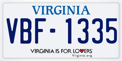 VA license plate VBF1335