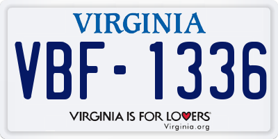 VA license plate VBF1336