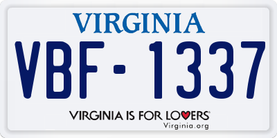 VA license plate VBF1337