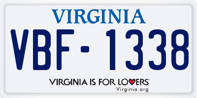 VA license plate VBF1338