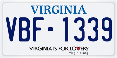 VA license plate VBF1339