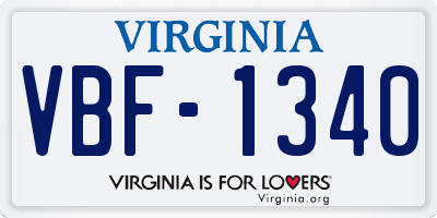 VA license plate VBF1340