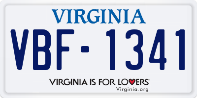 VA license plate VBF1341