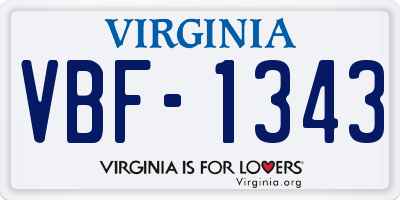 VA license plate VBF1343