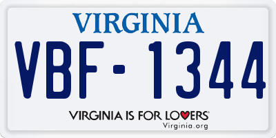 VA license plate VBF1344