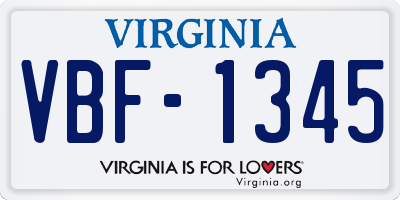 VA license plate VBF1345