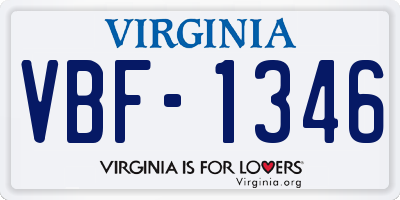 VA license plate VBF1346