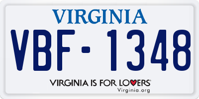VA license plate VBF1348