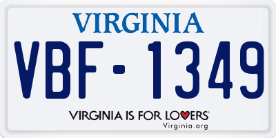 VA license plate VBF1349