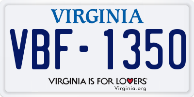 VA license plate VBF1350