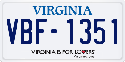 VA license plate VBF1351