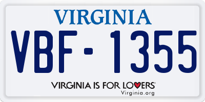 VA license plate VBF1355