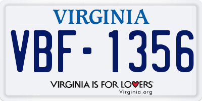 VA license plate VBF1356