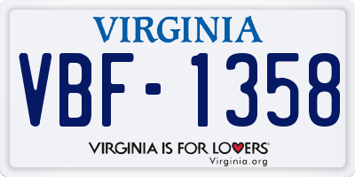 VA license plate VBF1358