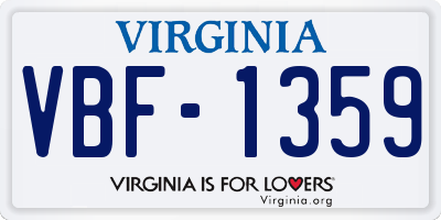VA license plate VBF1359