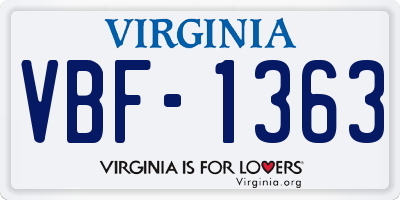 VA license plate VBF1363