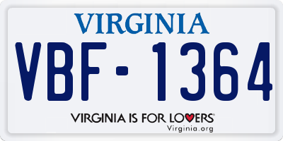 VA license plate VBF1364