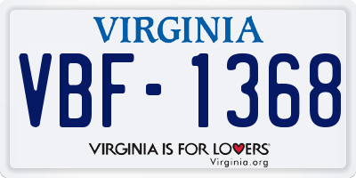 VA license plate VBF1368