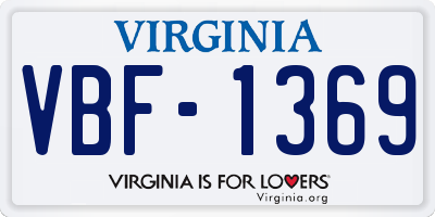 VA license plate VBF1369