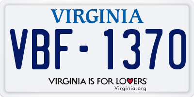VA license plate VBF1370