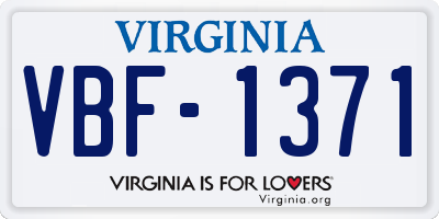 VA license plate VBF1371